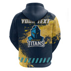 Personalised Gold Coast Titans Rugby Hoodie Titans Mascot - Sporty Splash Art Style