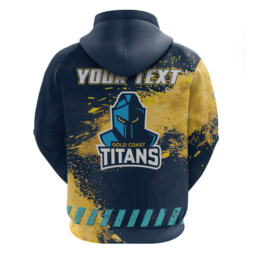 Personalised Gold Coast Titans Rugby Hoodie Titans Mascot - Sporty Splash Art Style