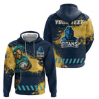 Personalised Gold Coast Titans Rugby Hoodie Titans Mascot - Sporty Splash Art Style