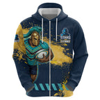 Personalised Gold Coast Titans Rugby Hoodie Titans Mascot - Sporty Splash Art Style