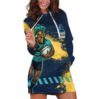 Personalised Gold Coast Titans Rugby Hoodie Dress Titans Mascot - Sporty Splash Art Style