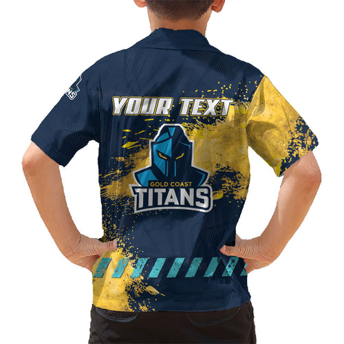 Personalised Gold Coast Titans Rugby Kid Hawaiian Shirt Titans Mascot - Sporty Splash Art Style