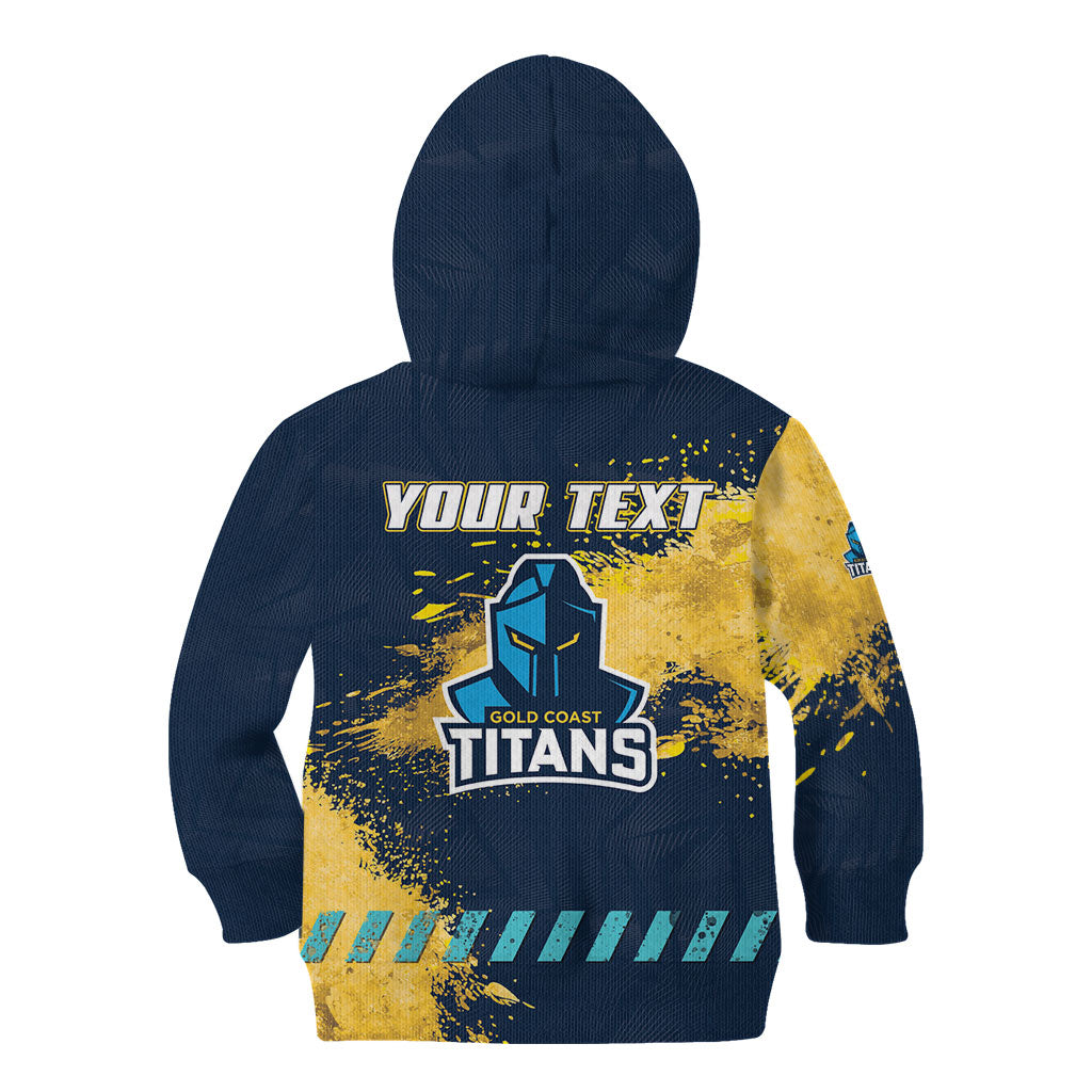 Personalised Gold Coast Titans Rugby Kid Hoodie Titans Mascot - Sporty Splash Art Style