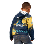 Personalised Gold Coast Titans Rugby Kid Hoodie Titans Mascot - Sporty Splash Art Style