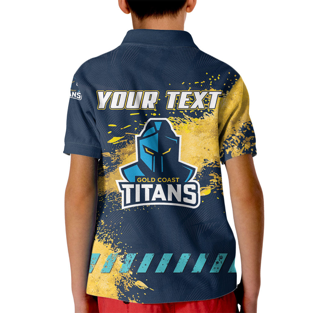 Personalised Gold Coast Titans Rugby Kid Polo Shirt Titans Mascot - Sporty Splash Art Style