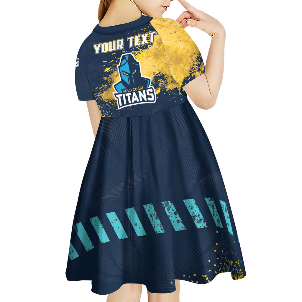 Personalised Gold Coast Titans Rugby Kid Short Sleeve Dress Titans Mascot - Sporty Splash Art Style