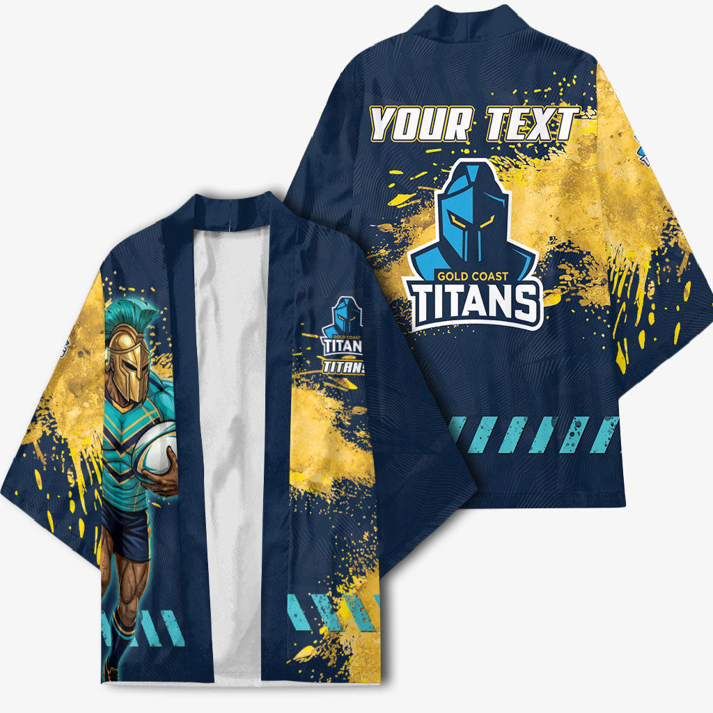 Personalised Gold Coast Titans Rugby Kimono Titans Mascot - Sporty Splash Art Style