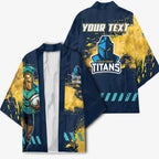 Personalised Gold Coast Titans Rugby Kimono Titans Mascot - Sporty Splash Art Style
