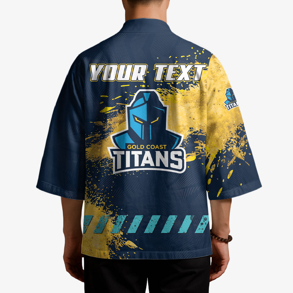 Personalised Gold Coast Titans Rugby Kimono Titans Mascot - Sporty Splash Art Style