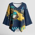 Personalised Gold Coast Titans Rugby Kimono Sleeve Blouse Titans Mascot - Sporty Splash Art Style