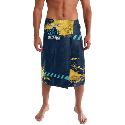 Personalised Gold Coast Titans Rugby Lavalava Titans Mascot - Sporty Splash Art Style