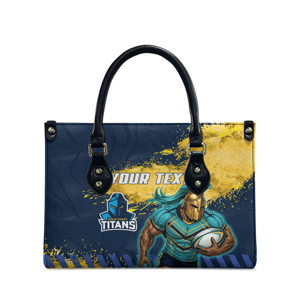 Personalised Gold Coast Titans Rugby Leather Bag Titans Mascot - Sporty Splash Art Style