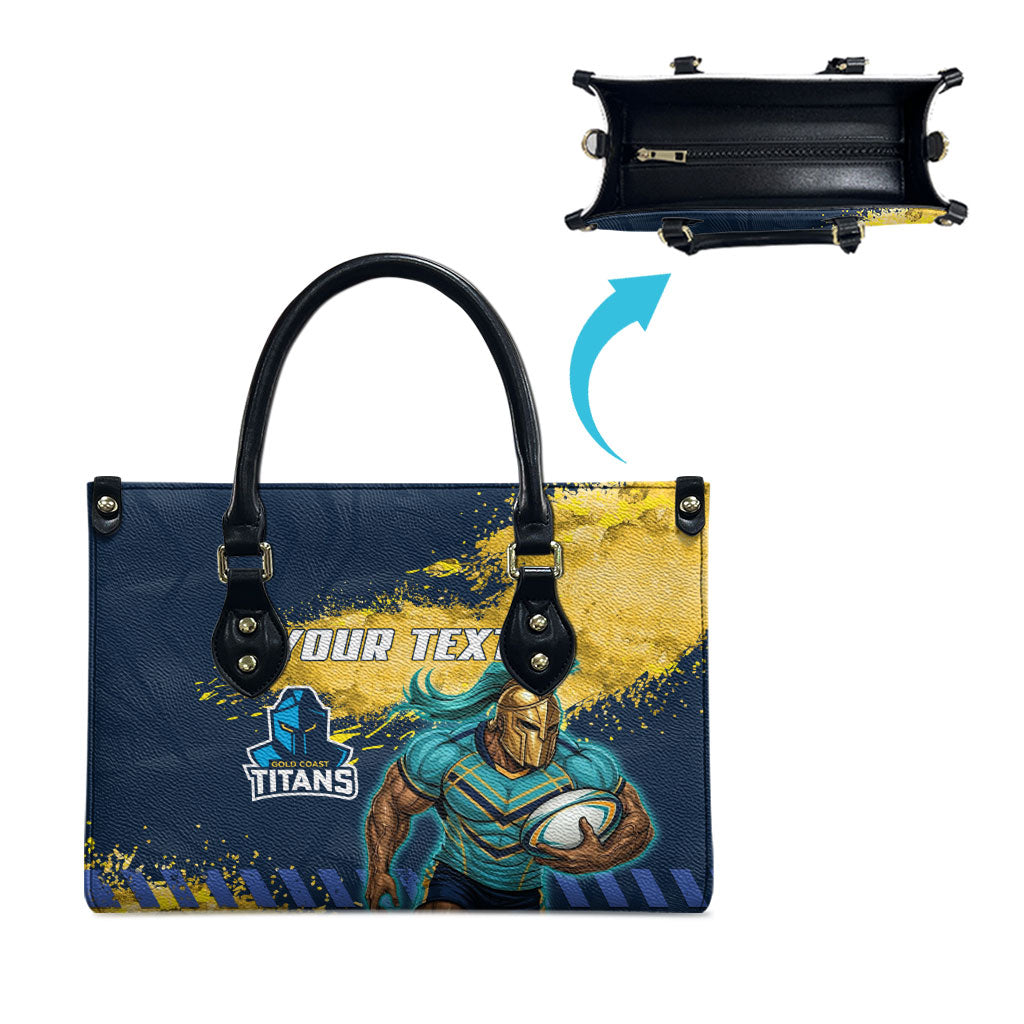 Personalised Gold Coast Titans Rugby Leather Bag Titans Mascot - Sporty Splash Art Style