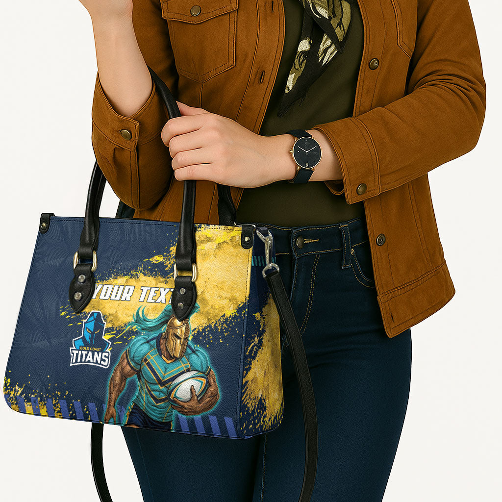 Personalised Gold Coast Titans Rugby Leather Bag Titans Mascot - Sporty Splash Art Style