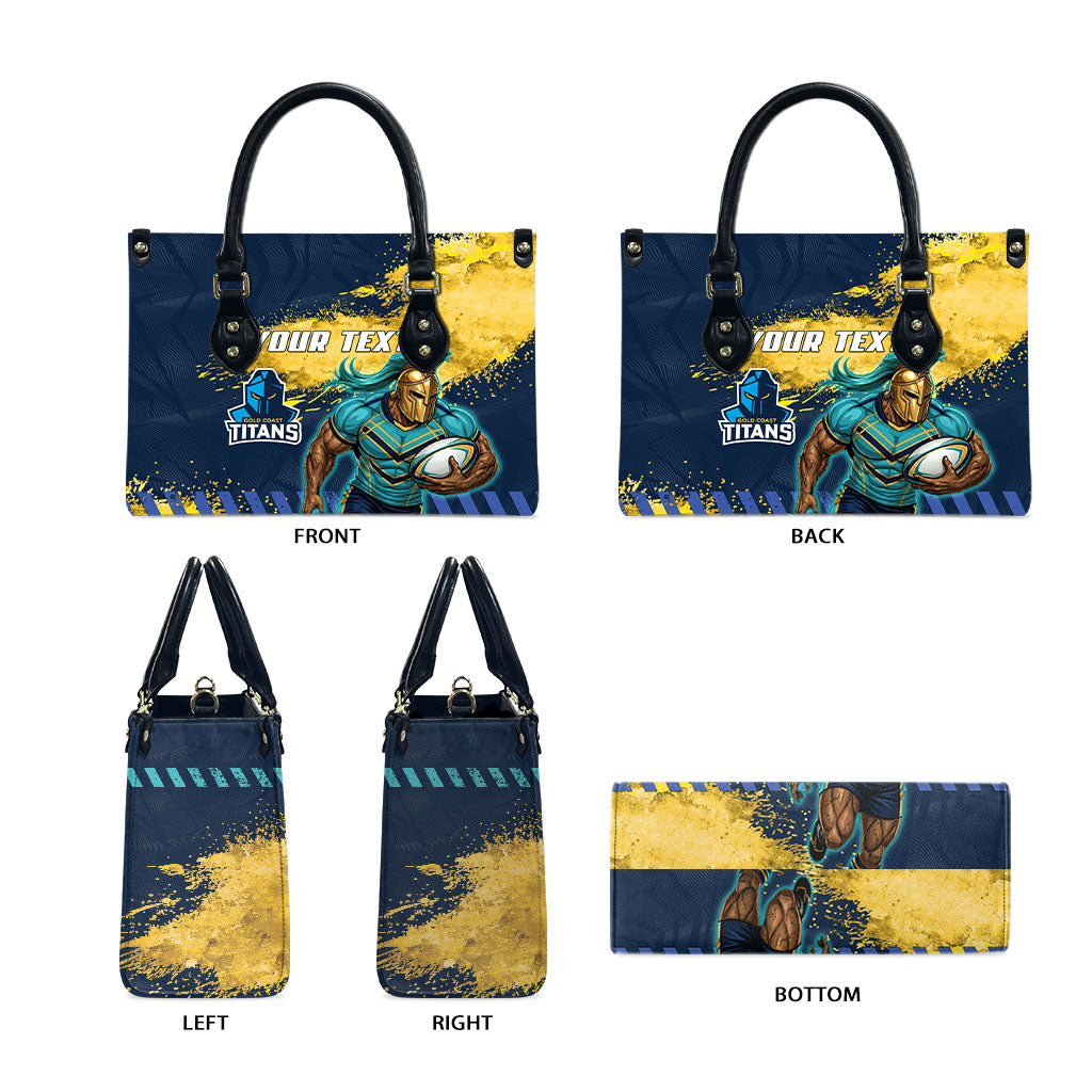 Personalised Gold Coast Titans Rugby Leather Bag Titans Mascot - Sporty Splash Art Style