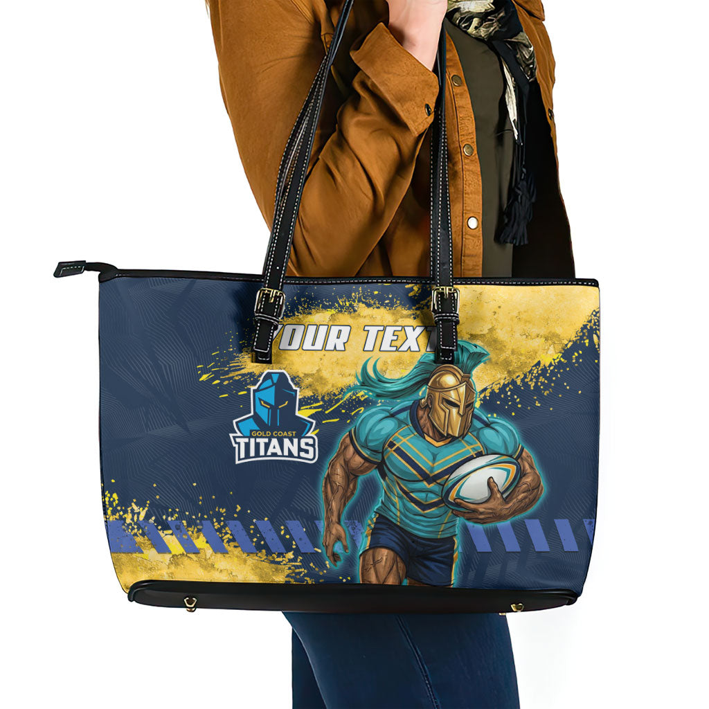 Personalised Gold Coast Titans Rugby Leather Tote Bag Titans Mascot - Sporty Splash Art Style