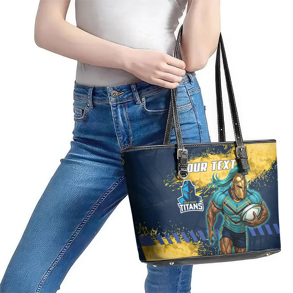 Personalised Gold Coast Titans Rugby Leather Tote Bag Titans Mascot - Sporty Splash Art Style