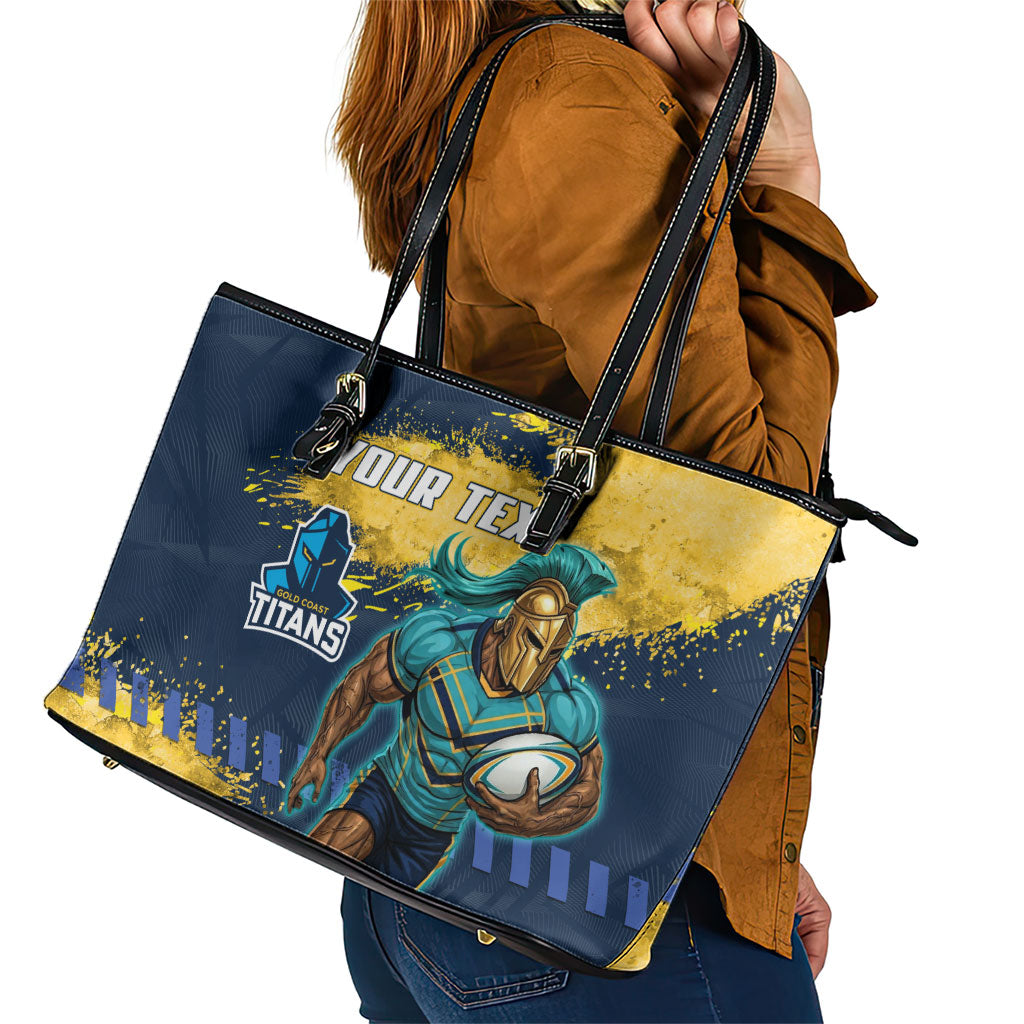 Personalised Gold Coast Titans Rugby Leather Tote Bag Titans Mascot - Sporty Splash Art Style