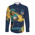 Personalised Gold Coast Titans Rugby Long Sleeve Button Shirt Titans Mascot - Sporty Splash Art Style