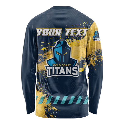 Personalised Gold Coast Titans Rugby Long Sleeve Shirt Titans Mascot - Sporty Splash Art Style