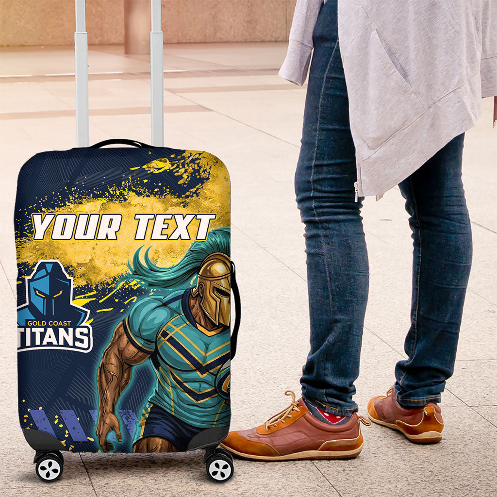 Personalised Gold Coast Titans Rugby Luggage Cover Titans Mascot - Sporty Splash Art Style