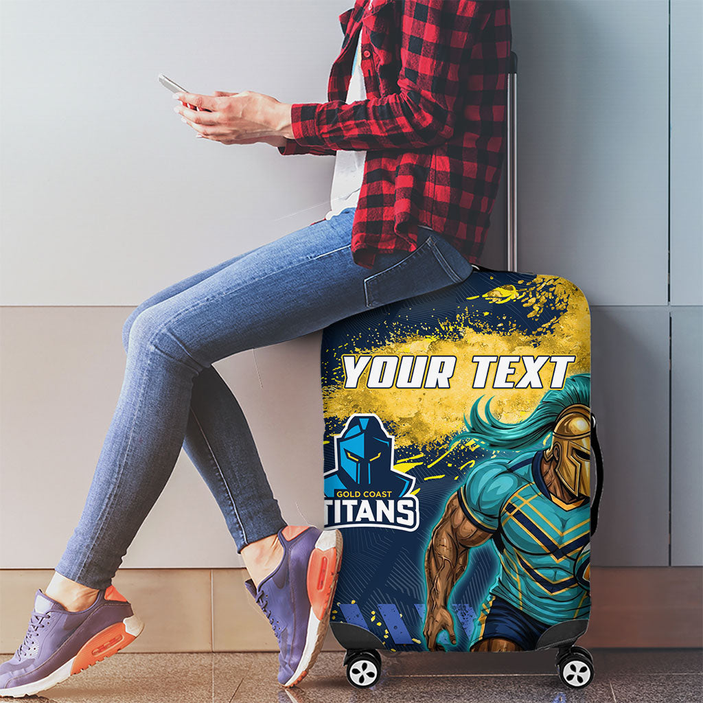 Personalised Gold Coast Titans Rugby Luggage Cover Titans Mascot - Sporty Splash Art Style