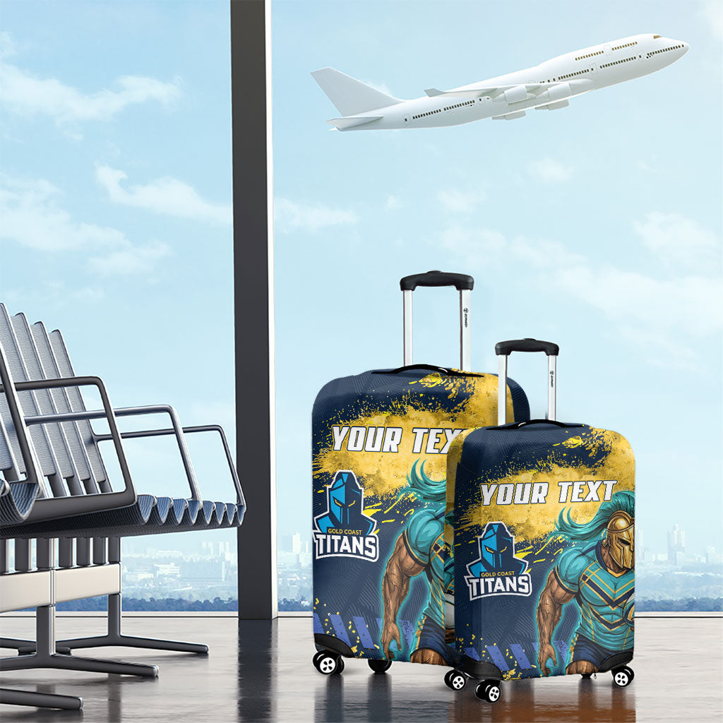 Personalised Gold Coast Titans Rugby Luggage Cover Titans Mascot - Sporty Splash Art Style