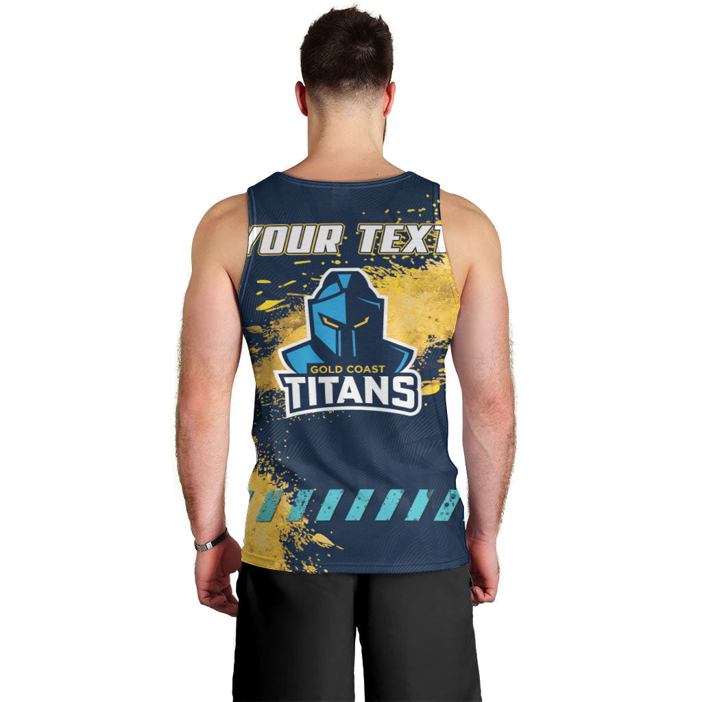 Personalised Gold Coast Titans Rugby Men Tank Top Titans Mascot - Sporty Splash Art Style