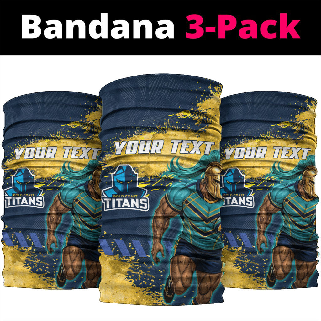 Personalised Gold Coast Titans Rugby Neck Gaiter Titans Mascot - Sporty Splash Art Style