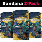 Personalised Gold Coast Titans Rugby Neck Gaiter Titans Mascot - Sporty Splash Art Style
