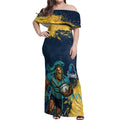 Personalised Gold Coast Titans Rugby Off Shoulder Maxi Dress Titans Mascot - Sporty Splash Art Style