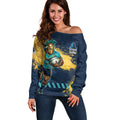 Personalised Gold Coast Titans Rugby Off Shoulder Sweater Titans Mascot - Sporty Splash Art Style