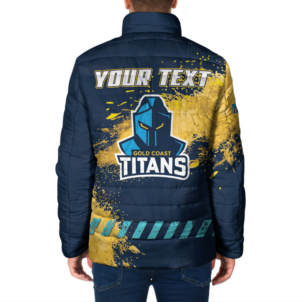 Personalised Gold Coast Titans Rugby Padded Jacket Titans Mascot - Sporty Splash Art Style