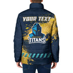 Personalised Gold Coast Titans Rugby Padded Jacket Titans Mascot - Sporty Splash Art Style