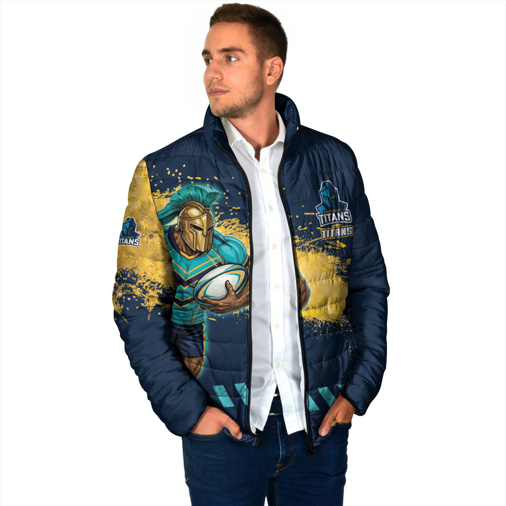 Personalised Gold Coast Titans Rugby Padded Jacket Titans Mascot - Sporty Splash Art Style