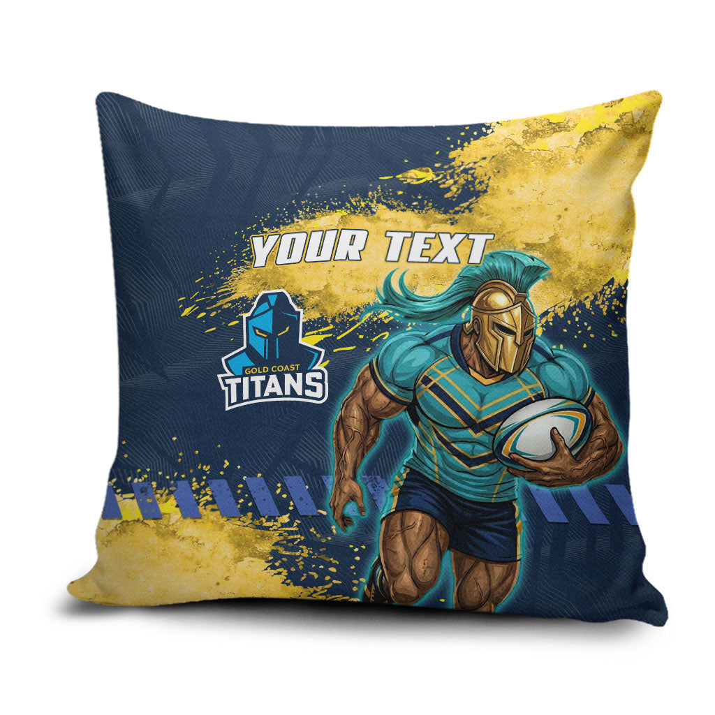 Personalised Gold Coast Titans Rugby Pillow Cover Titans Mascot - Sporty Splash Art Style