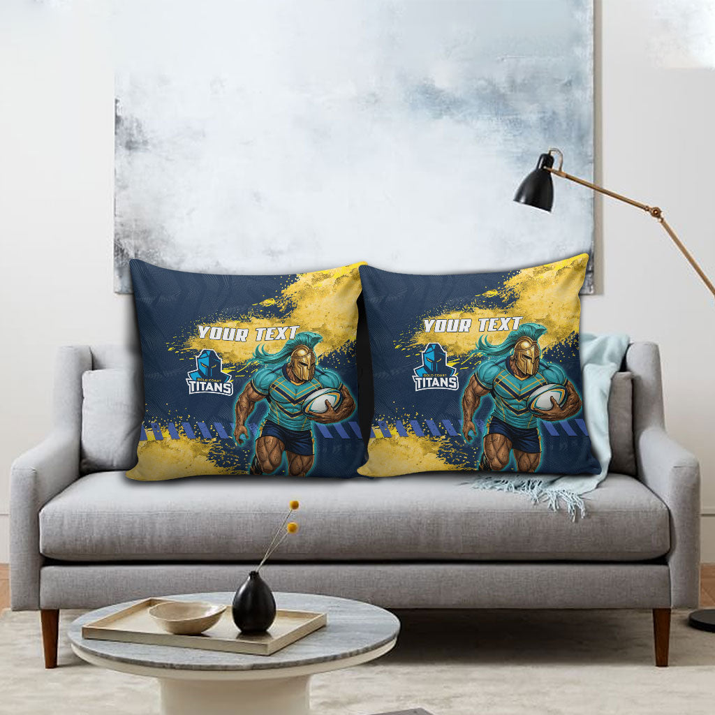 Personalised Gold Coast Titans Rugby Pillow Cover Titans Mascot - Sporty Splash Art Style