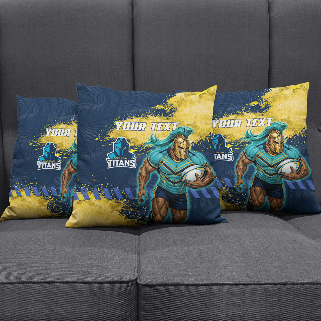 Personalised Gold Coast Titans Rugby Pillow Cover Titans Mascot - Sporty Splash Art Style