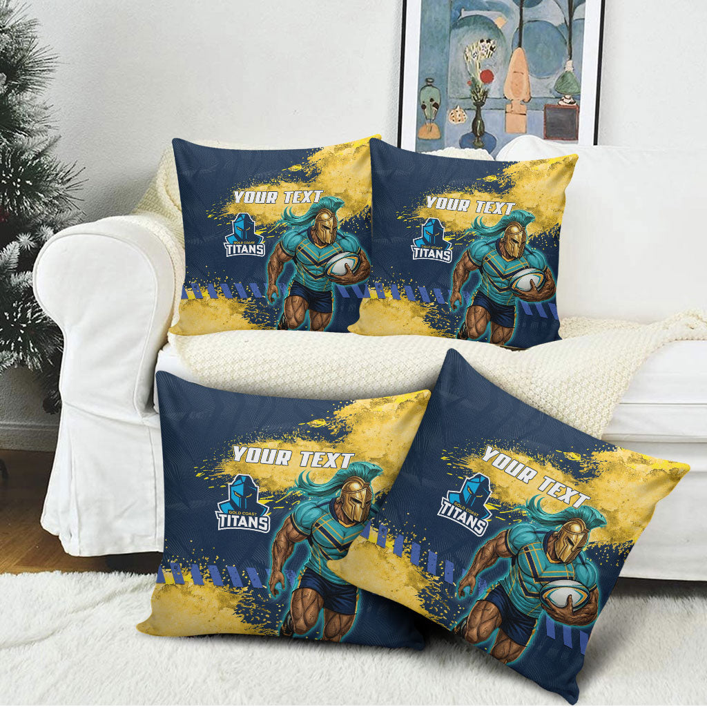 Personalised Gold Coast Titans Rugby Pillow Cover Titans Mascot - Sporty Splash Art Style