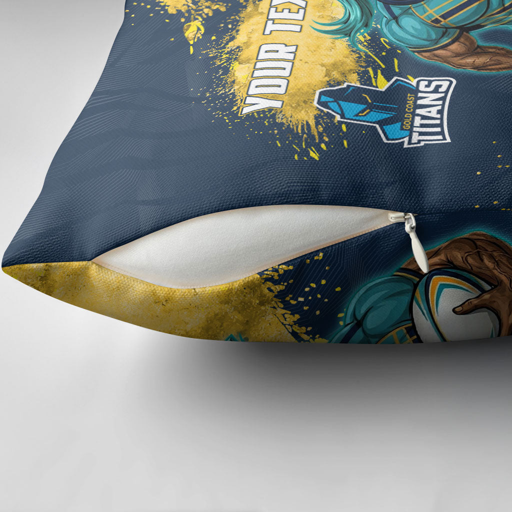 Personalised Gold Coast Titans Rugby Pillow Cover Titans Mascot - Sporty Splash Art Style