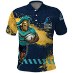 Personalised Gold Coast Titans Rugby Polo Shirt Titans Mascot - Sporty Splash Art Style