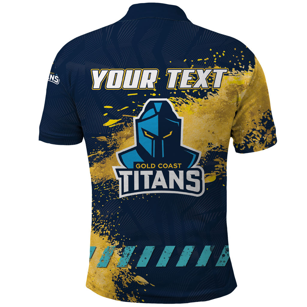 Personalised Gold Coast Titans Rugby Polo Shirt Titans Mascot - Sporty Splash Art Style