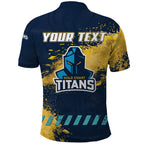 Personalised Gold Coast Titans Rugby Polo Shirt Titans Mascot - Sporty Splash Art Style