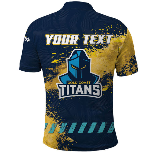 Personalised Gold Coast Titans Rugby Polo Shirt Titans Mascot - Sporty Splash Art Style