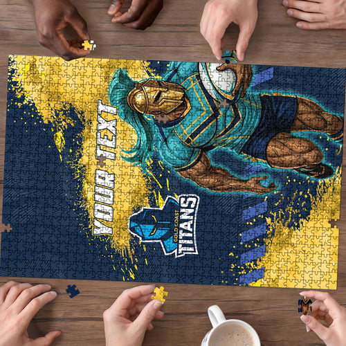 Personalised Gold Coast Titans Rugby Puzzle Titans Mascot - Sporty Splash Art Style