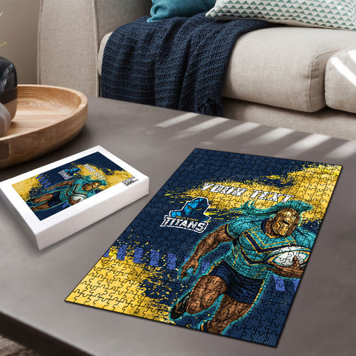 Personalised Gold Coast Titans Rugby Puzzle Titans Mascot - Sporty Splash Art Style