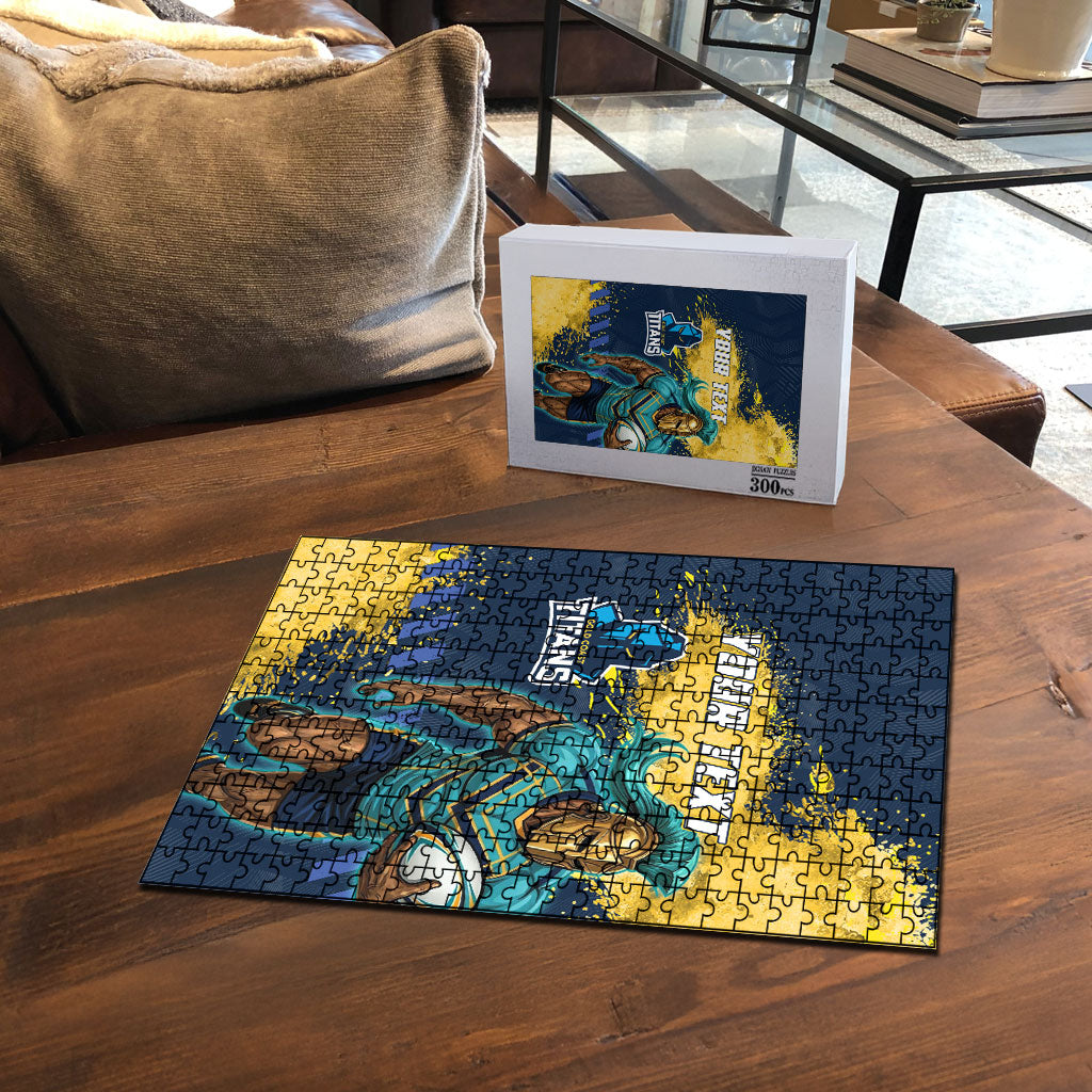 Personalised Gold Coast Titans Rugby Puzzle Titans Mascot - Sporty Splash Art Style