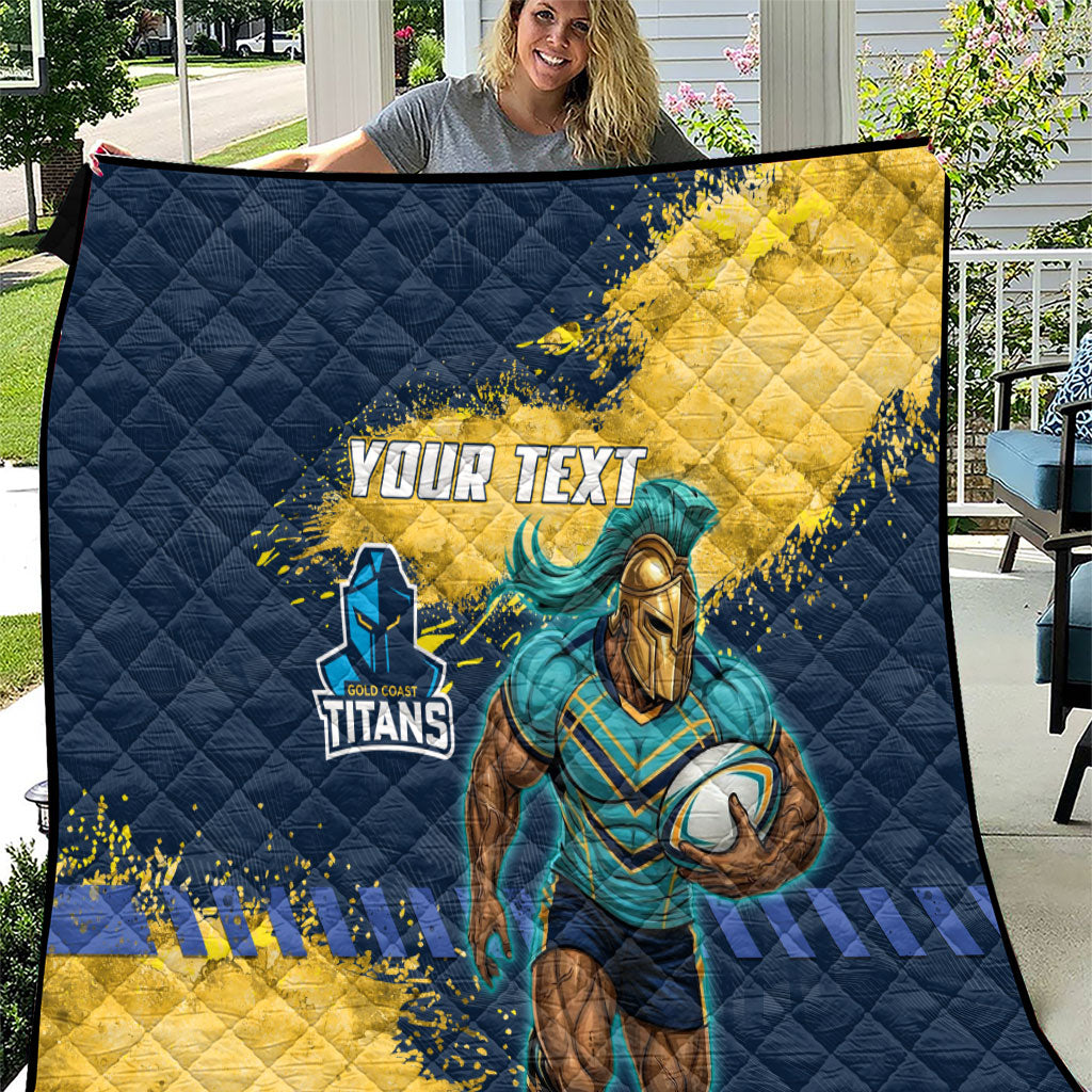 Personalised Gold Coast Titans Rugby Quilt Titans Mascot - Sporty Splash Art Style
