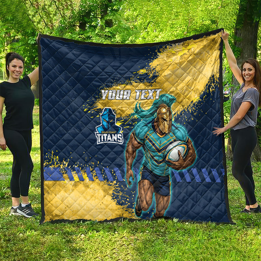 Personalised Gold Coast Titans Rugby Quilt Titans Mascot - Sporty Splash Art Style