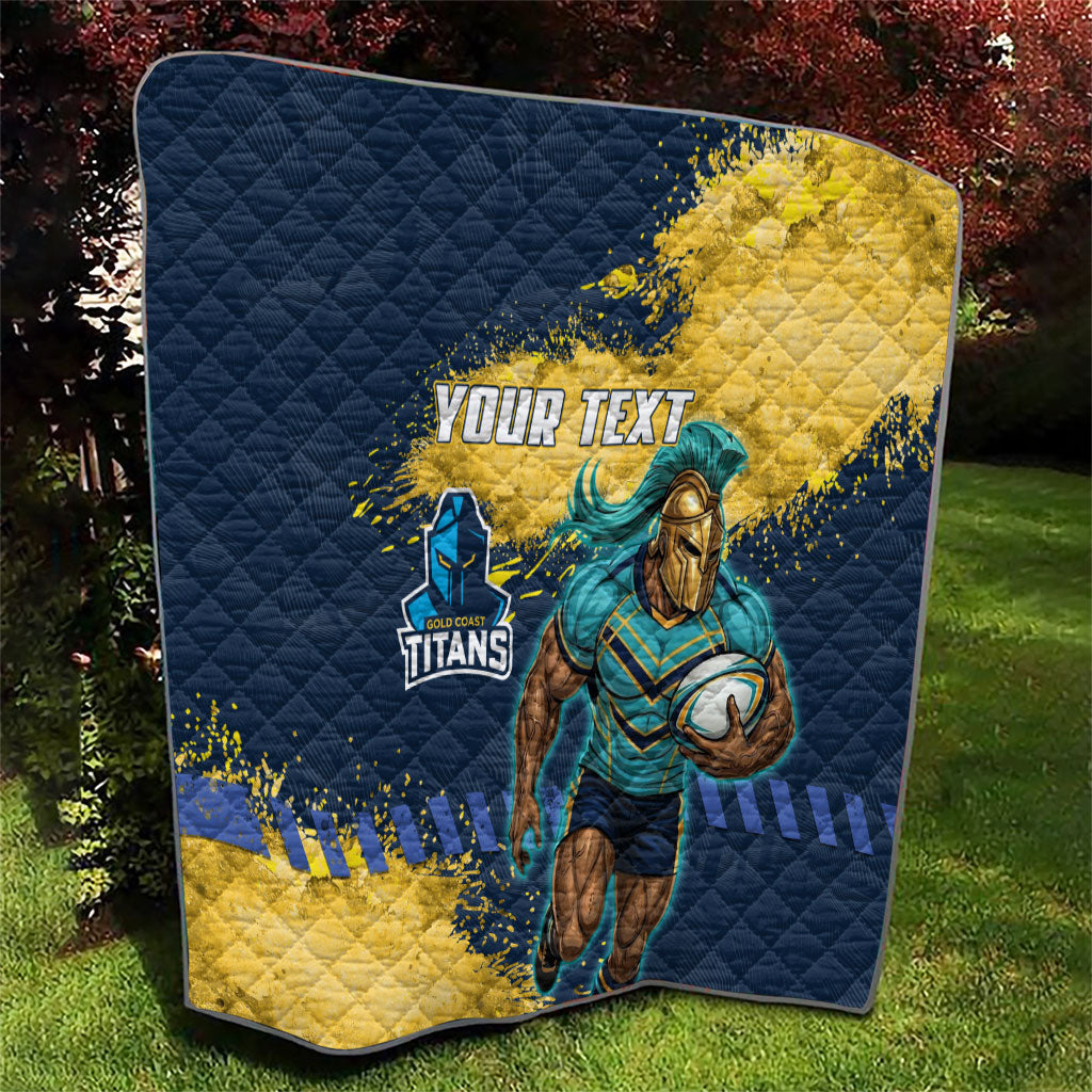 Personalised Gold Coast Titans Rugby Quilt Titans Mascot - Sporty Splash Art Style